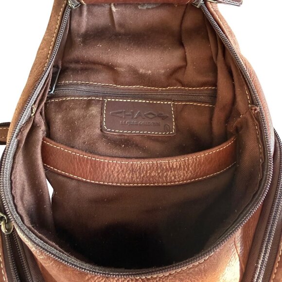 Chaos Women\'s Backpack Bucket Bag Brown Lined Genuine Leather School Travel main image 8
